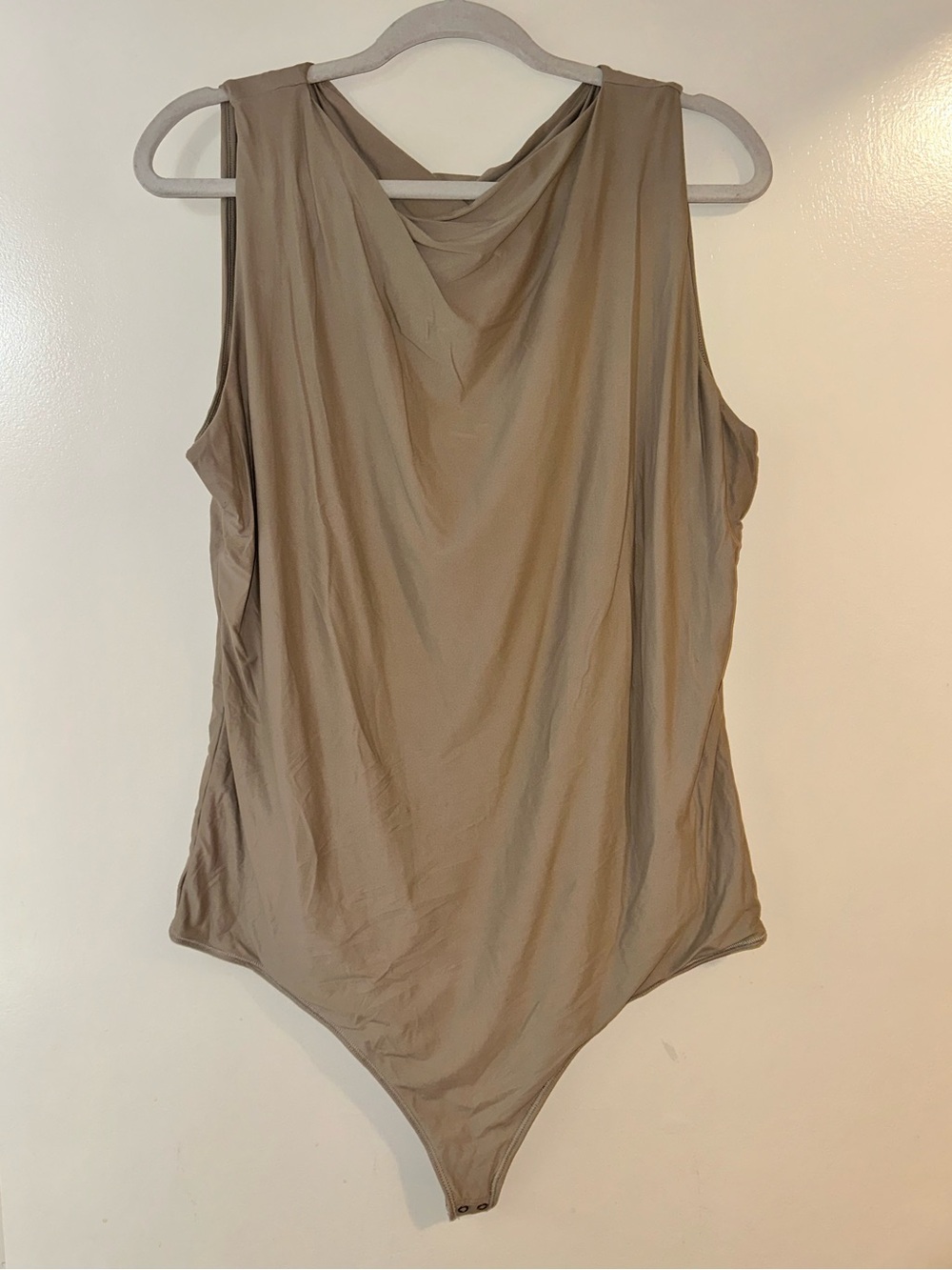 Abercrombie & Fitch Taupe Sleeveless Draped Neck Bodysuit